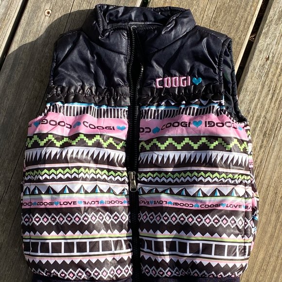 COOGI Other - Coogi Puffy Vest Toddler 24m Full Zip Black Pink Kids Girls Snow Winter Vest